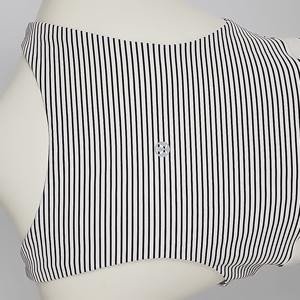 Lululemon Women's Racerback White Black Pin Striped Tank Top Stretch Size 6/8 - Picture 4 of 12